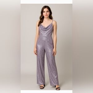NWT! Anthro Sequin Resort Club  Wide Leg Women's Ranna Gill Purple Jumpsuit XS
